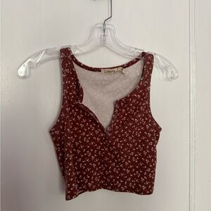 Liberty Love Women's Floral Tank Top - terracotta clay brown XS/S, cottagecore